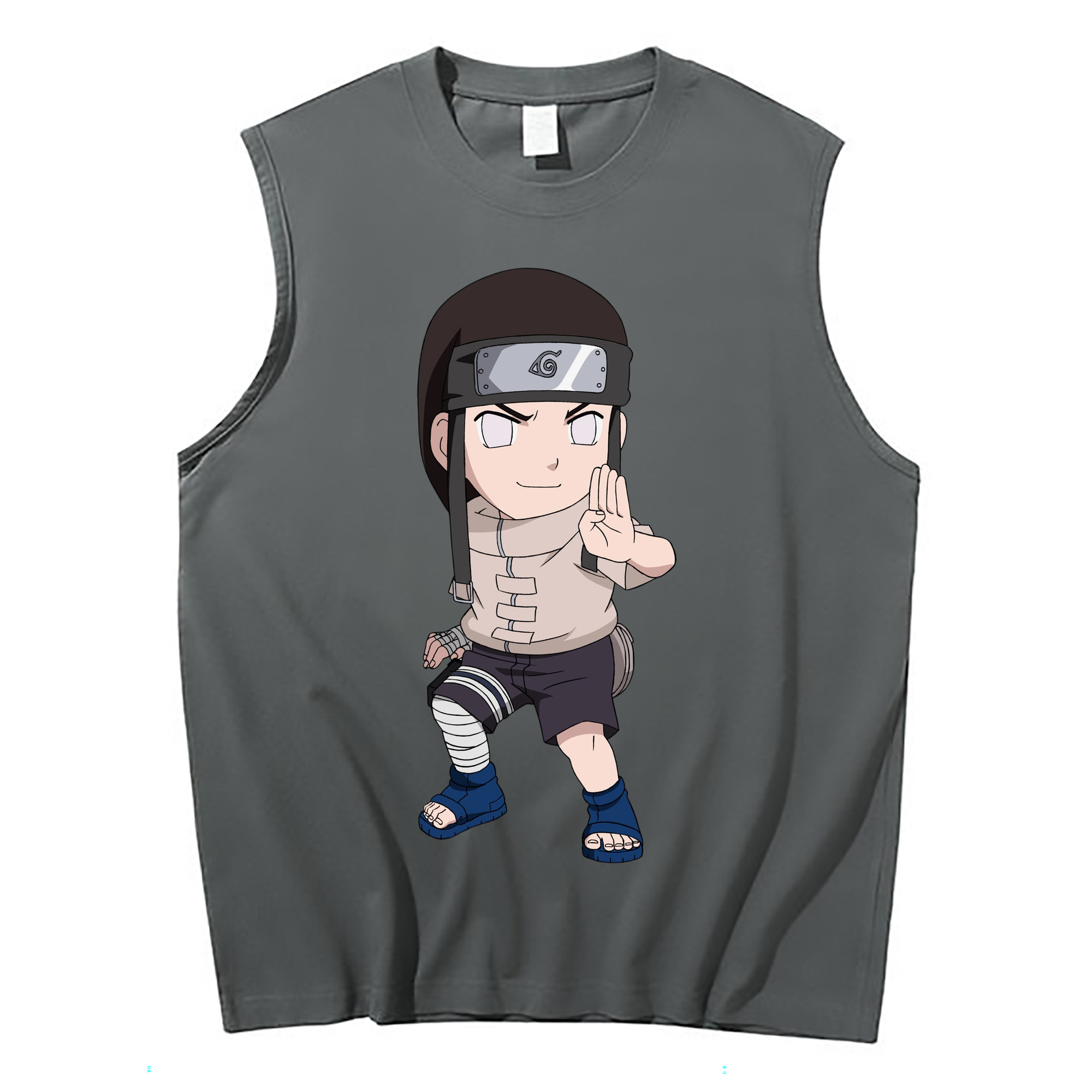 （画像用） NARUTO -ナルト- 日向ネジ Hyūga Neji コットン100％タンクトップ（フロントプリント）